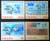 GHANA - 100 lat UPU, znaczki na znaczkach cięte czyste POZYCJA DOSTĘPNA