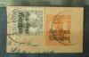Znaczki niemieckie typu Germania z nadrukiem Gen.-Gouv Warschau kasownik polski na wycinku
