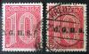 GÓRNY ŚLĄSK - Niemieckie znaczki urzędowe z nadrukiem typograficznym C.G.H.S. drukarni E. Raabego w Opolu nadruk poziomy kasowany zdjęcie poglądowe