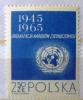 20 rocznica powstania Organizacji Narodów Zjednoczonych papier barwiony jednostronnie czysty